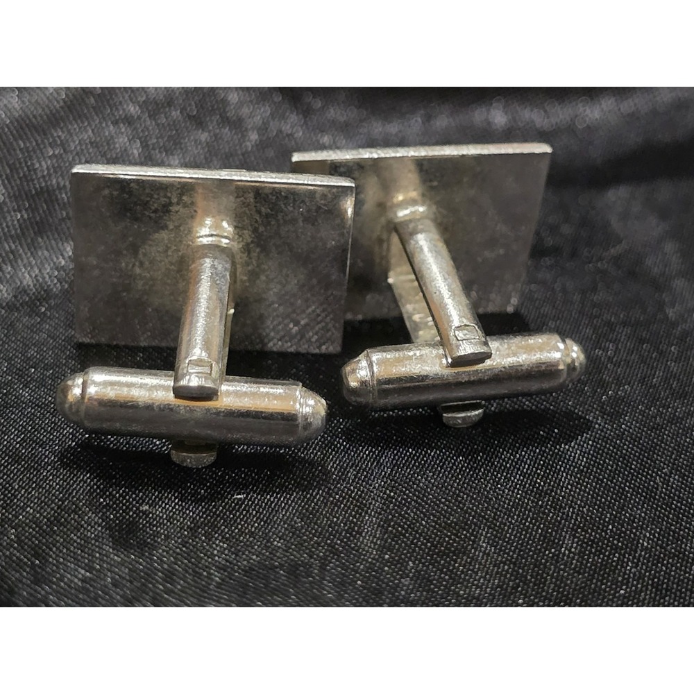 Vintage Shields Rectangular Cufflinks Signed Silv… - image 4